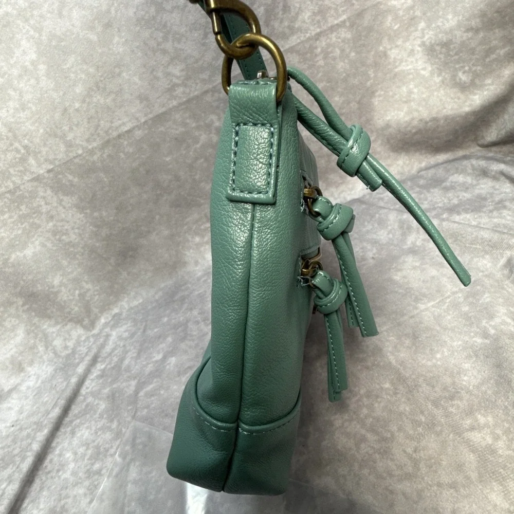 Stone Mountain USA Teal Real‎ Leather Crossbody Bag EUC